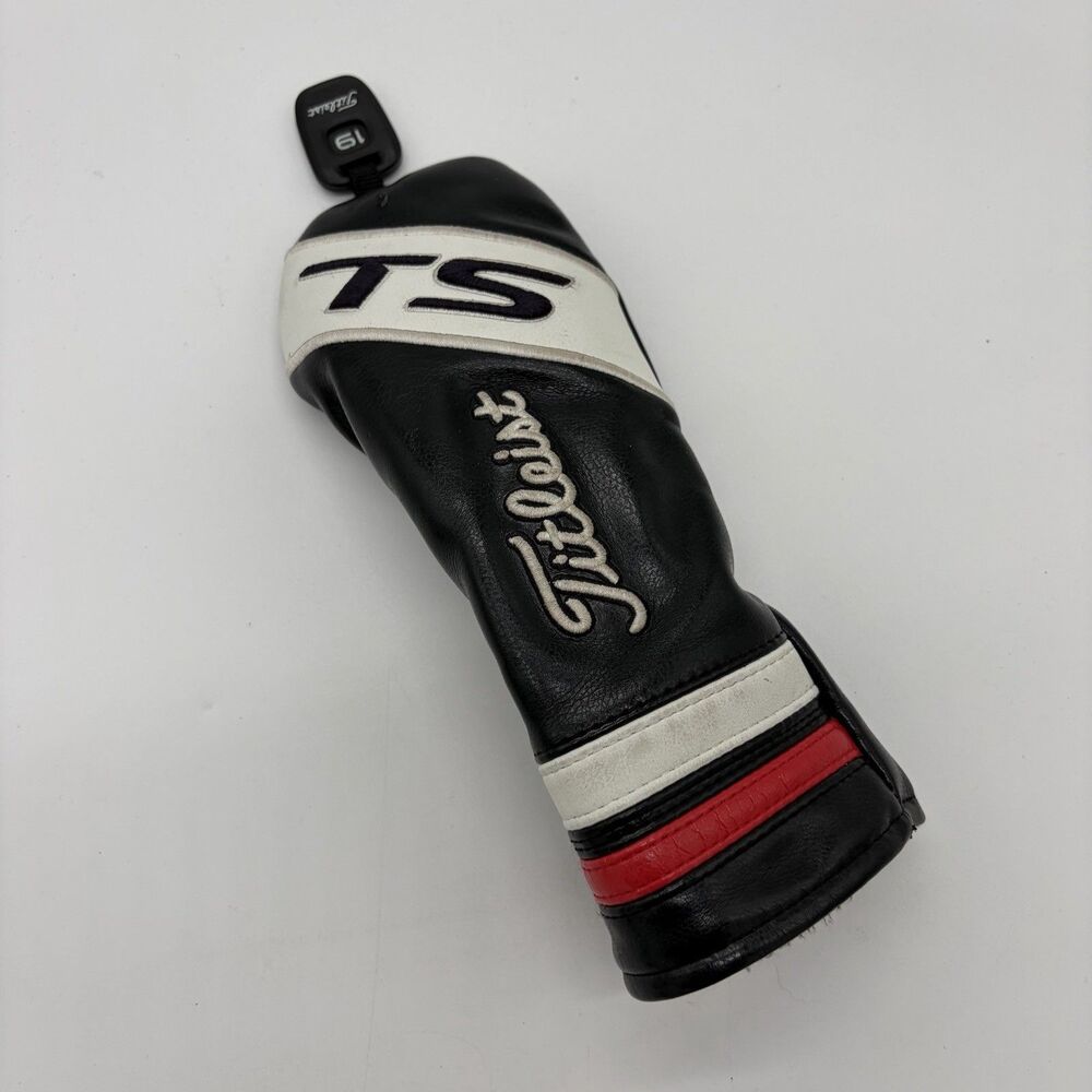 Titleist TS 19° Hybrid Headcover Black White Red Leather Golf Club Cover